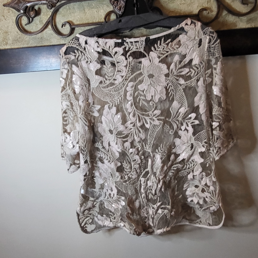 Zara women see through lace blouse